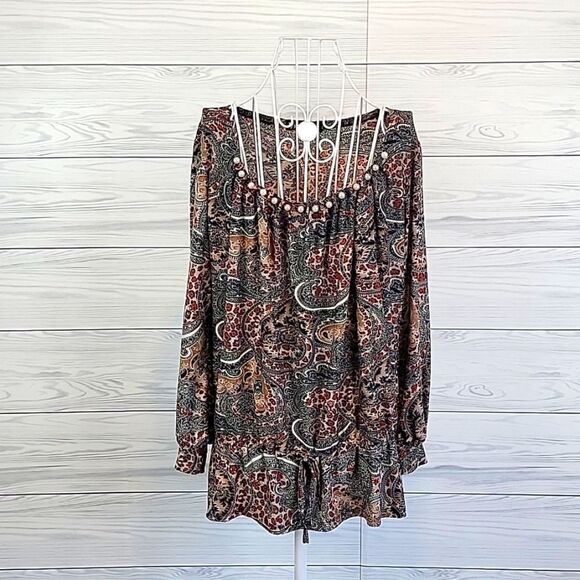 Veronix summer blouse in paisley print Women's Size M - Picture 1 of 13